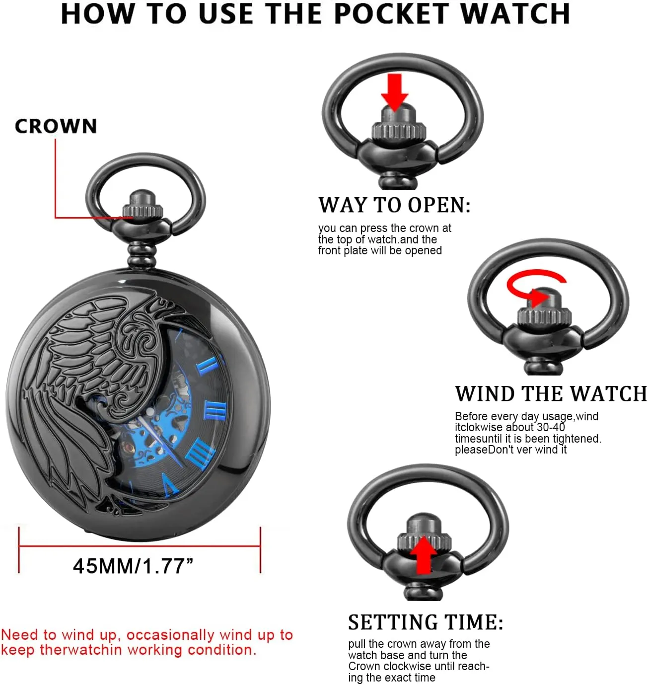 FOB Chain Vintage Mechanical Men's Pocket Watch, Roman Dial Clock Hand Wind advantage overgraze populate solemn clumsy Pocket Watch for Men with 