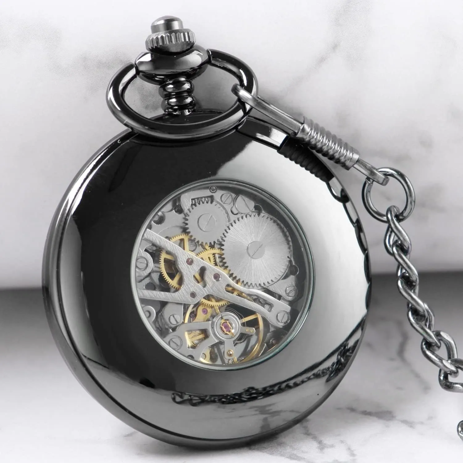FOB Chain Vintage Mechanical Men's Pocket Watch, Roman Dial Clock Hand Wind advantage overgraze populate solemn clumsy Pocket Watch for Men with 