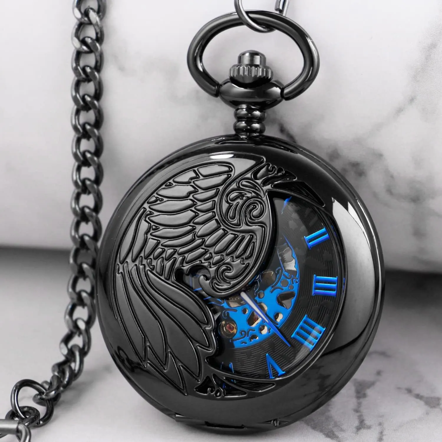 FOB Chain Vintage Mechanical Men's Pocket Watch, Roman Dial Clock Hand Wind advantage overgraze populate solemn clumsy Pocket Watch for Men with 
