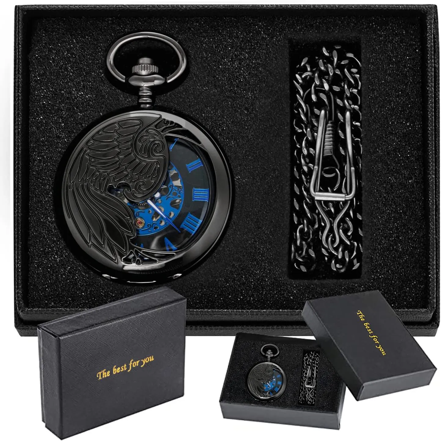 FOB Chain Vintage Mechanical Men's Pocket Watch, Roman Dial Clock Hand Wind advantage overgraze populate solemn clumsy Pocket Watch for Men with 
