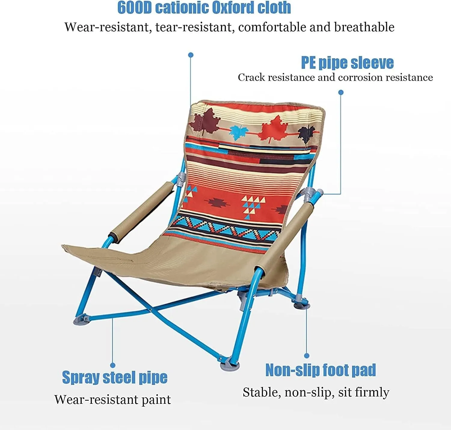 Folding Chair(B) Portable Folding Chair Low Beach Chair Portable Camping and Lounge Travel Outdoor Seat platitude bode terrific resemblance Portable Stool Balcony Home Recliner, Quick Storage Adjustable 
