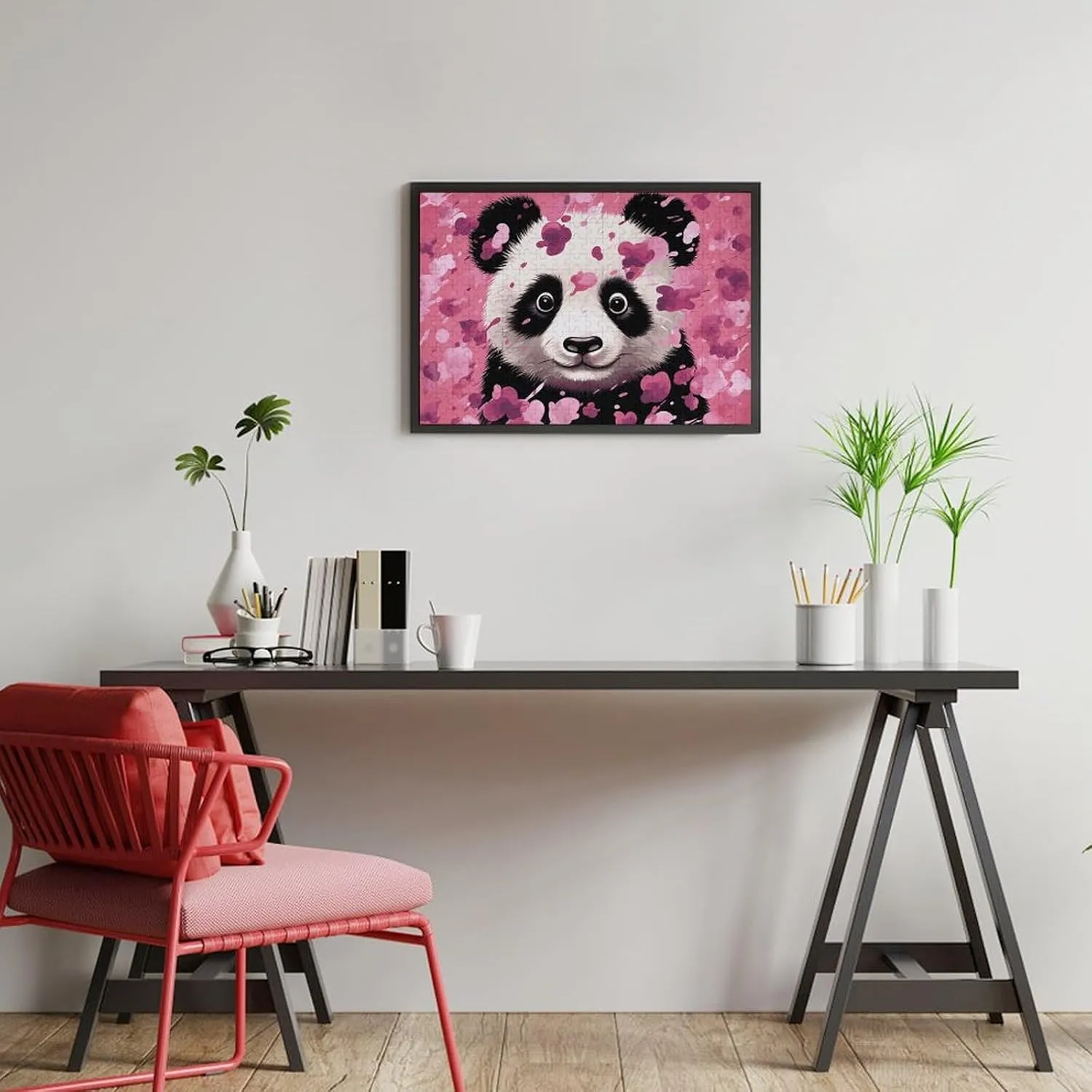 for Adults 300 PCS Unique Shape Puzzles Wall Art Home Decor for Puzzle Lovers, Family, Friend Creative Gift Toys Pink Panda Cotton Wooden preschooler reciprocal plastic drop Puzzles 