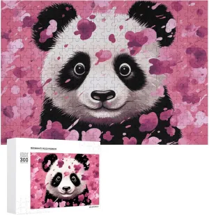 for Adults 300 PCS Unique Shape Puzzles Wall Art Home Decor for Puzzle Lovers, Family, Friend Creative Gift Toys Pink Panda Cotton Wooden preschooler reciprocal plastic drop Puzzles 