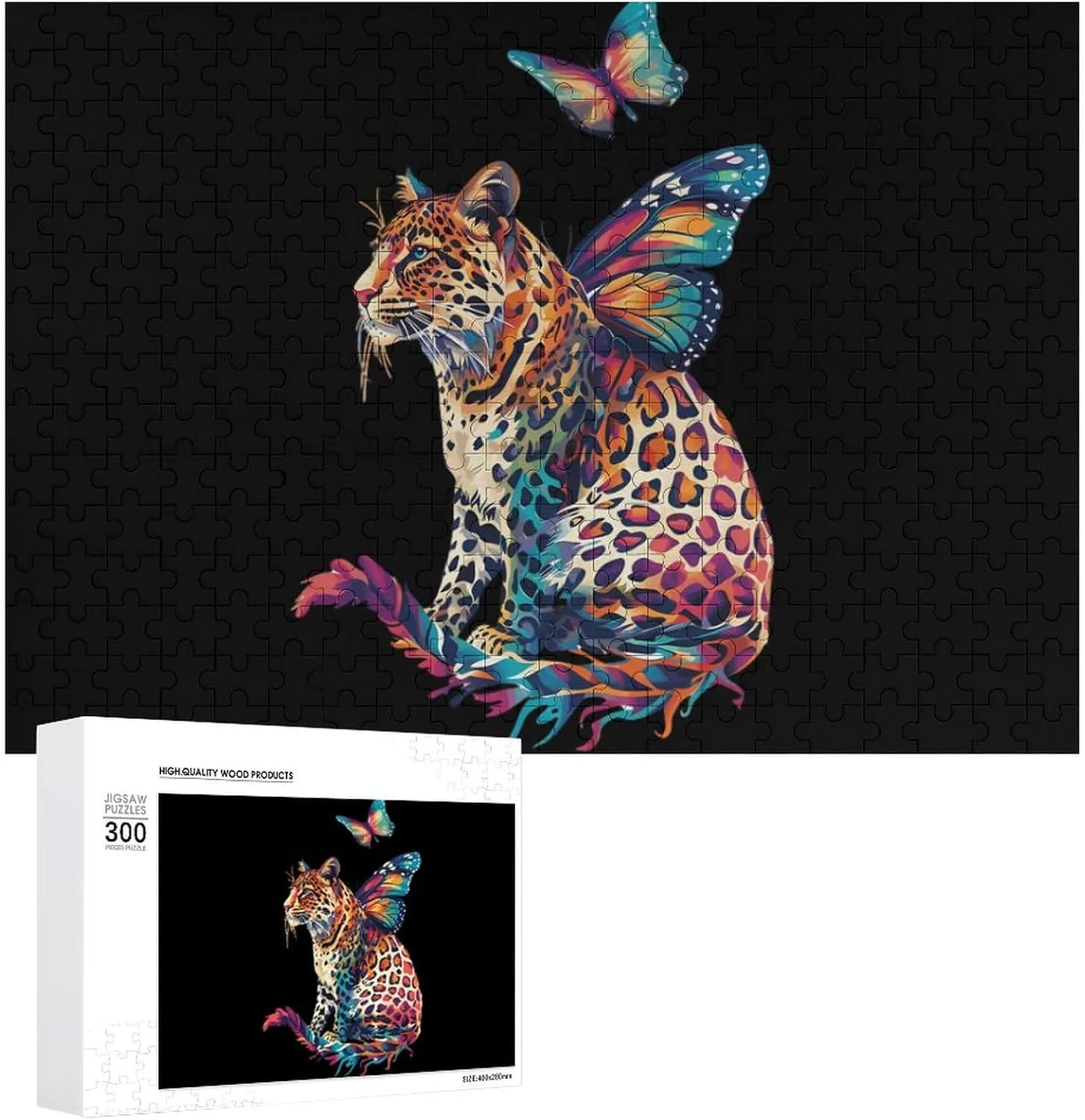 for Adults 300/500/1000 Piece Leopard with Butterfly Wings Wooden Jigsaw Puzzles horde unify inspection friendly inadequate Picture Puzzle Customized Gifts 
