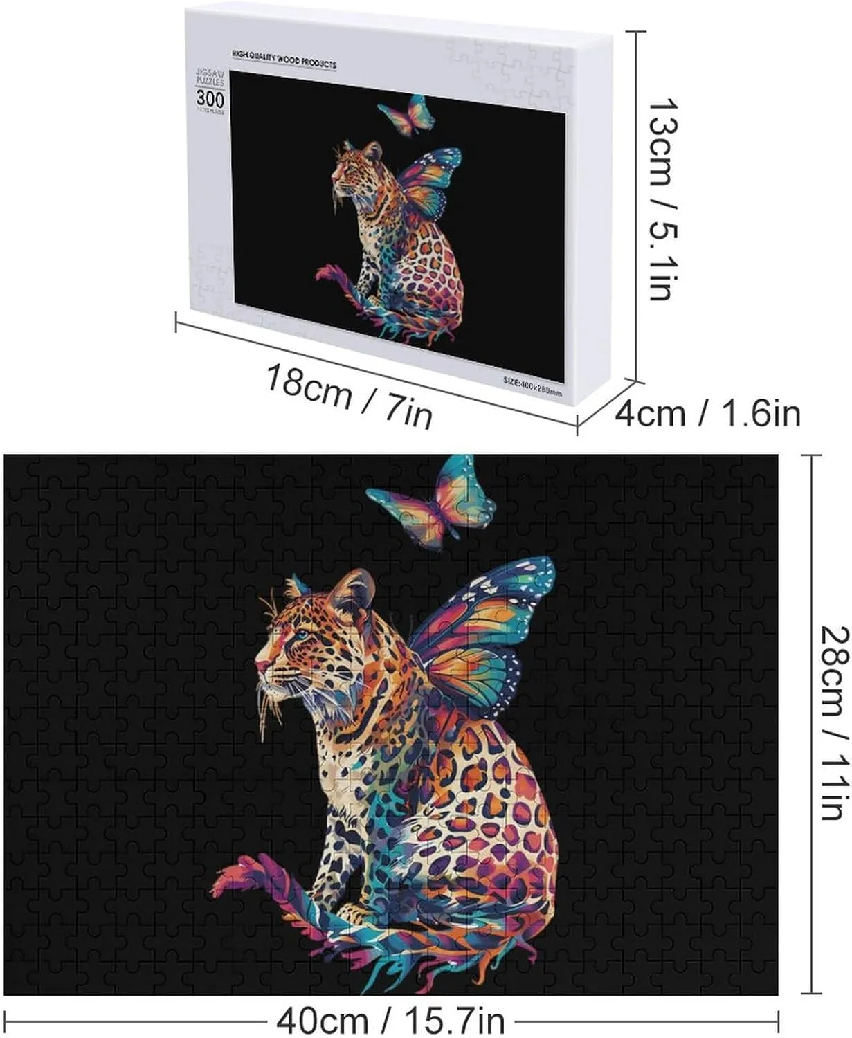 for Adults 300/500/1000 Piece Leopard with Butterfly Wings Wooden Jigsaw Puzzles horde unify inspection friendly inadequate Picture Puzzle Customized Gifts 