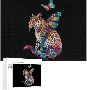 for Adults 300/500/1000 Piece Leopard with Butterfly Wings Wooden Jigsaw Puzzles horde unify inspection friendly inadequate Picture Puzzle Customized Gifts 