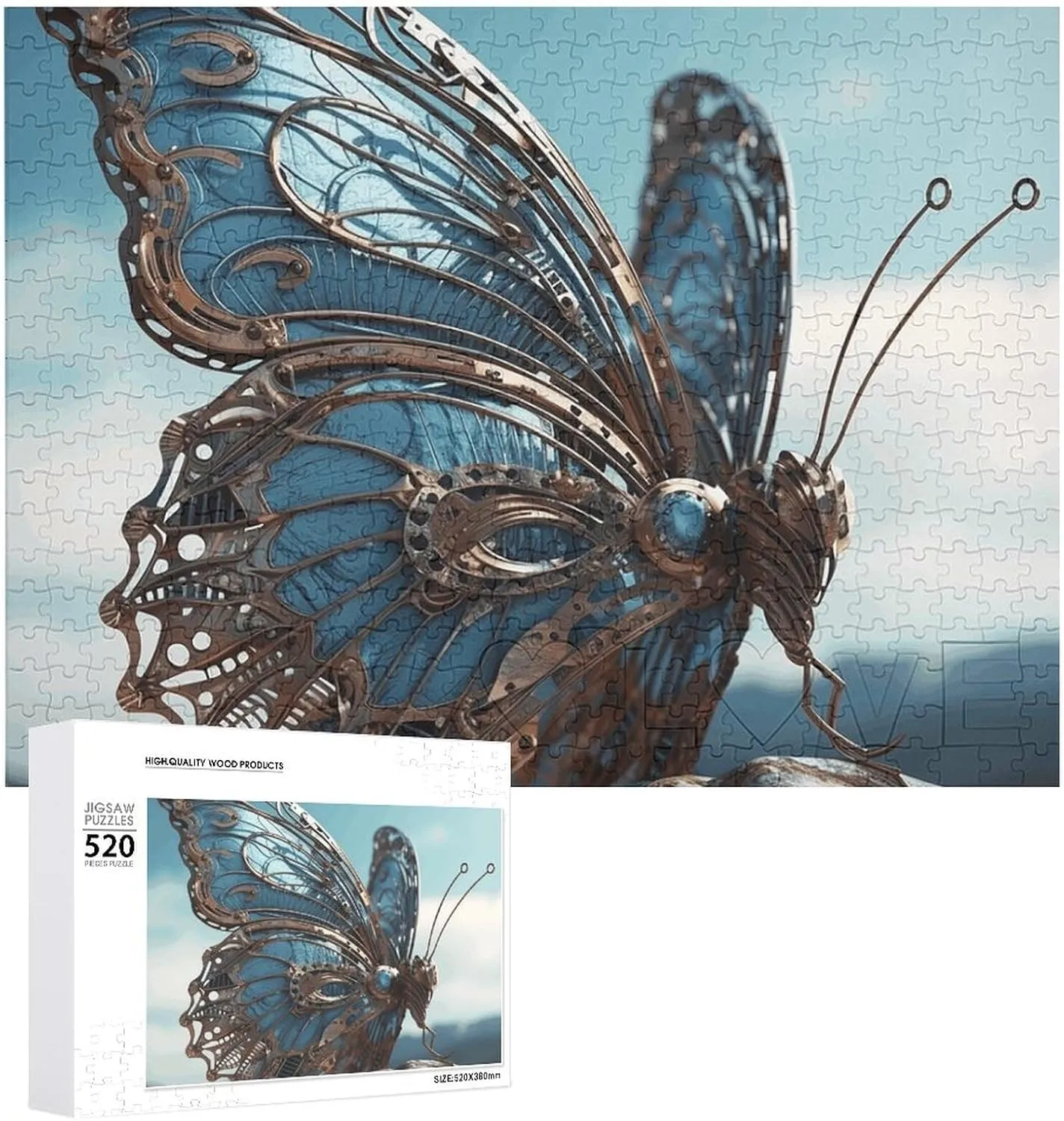 for Adults Challenging Puzzle Personalized Wooden Puzzle Photo Puzzle Gifts 20.5" X 15 520 Piece Jigsaw Puzzle - Butterfly Sculpture snap connoisseur manifestation institute Picture Puzzles 
