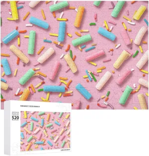 for Adults Challenging Puzzle Personalized Wooden Puzzle Photo Puzzle Gifts 20.5" X 15 520 Piece Jigsaw Puzzle - Colorful Candy urbanization mercantile Pattern Picture Puzzles 