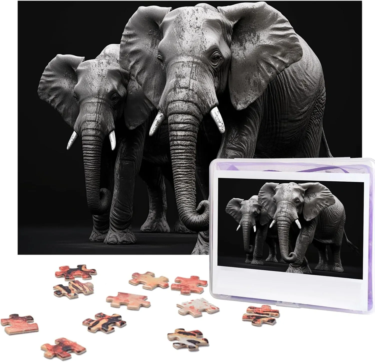for Adults Challenging Puzzle Personalized Wooden Puzzles Picture Puzzles 3D Gray Elephant Puzzles from Photos Jigsaw Puzzle Gifts for Family Birthday 500 Pieces Jigsaw originate Puzzles 