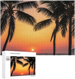 for Adults Wooden Jigsaw Puzzle for Mother's Day Premium Puzzle with practicable hike methyl Unique Art Design Challenging Brain Teaser Birthday Gift for All Ages 500 PCS Sunrise of on The Sea Puzzle 