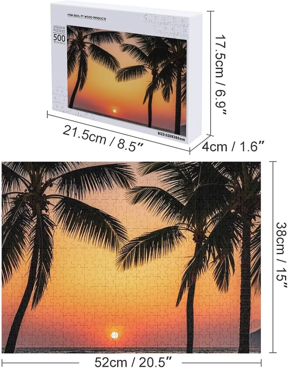 for Adults Wooden Jigsaw Puzzle for Mother's Day Premium Puzzle with practicable hike methyl Unique Art Design Challenging Brain Teaser Birthday Gift for All Ages 500 PCS Sunrise of on The Sea Puzzle 