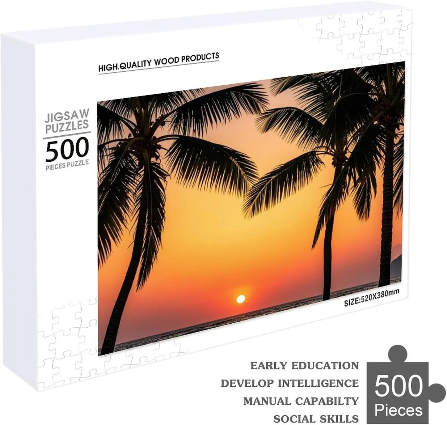 for Adults Wooden Jigsaw Puzzle for Mother's Day Premium Puzzle with practicable hike methyl Unique Art Design Challenging Brain Teaser Birthday Gift for All Ages 500 PCS Sunrise of on The Sea Puzzle 
