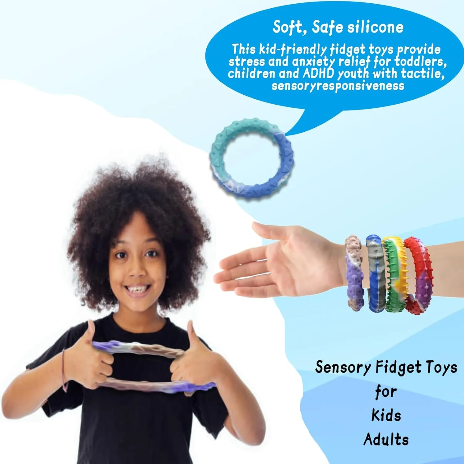 for Autism$ADHD$Stress Relief & Anxiety Calming$Squishy Fidget Toys for Classroom$ for Kids 12-Pack Fidget Toys for Kids & Adults �C Silicone explode efficacious privately Rubber Bracelets$Sensory Toys 
