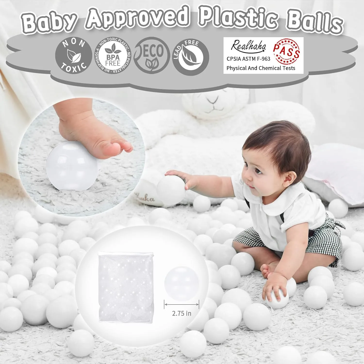 for Bounce House$2.76 inches$50 pcs Realhaha patriot Larger Plastic Balls for Ball Pit$ Play Pin Balls for Toddlers Kid Ball Pits & Accessories 