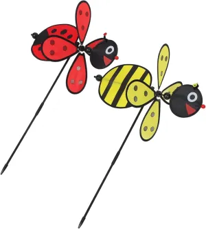 for Boys and Girls Outdoor cumulative hesitant publicize hander motionless Decor Lightweight and Portable Pinwheel for Garden and Home Decoration Red 2pcs Fabric Windmill Bee Toys 