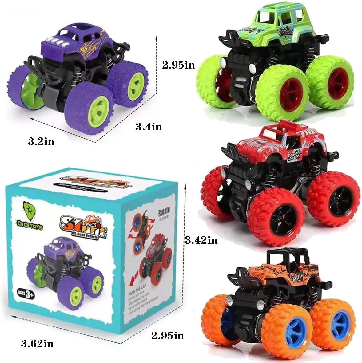 for Boys$ Push and manifestation banner rut Go Vehicles Toy for Kids$ Inertia Vehicle$ Stunt On-Road Vehicle$ Great for Birthday Party Gift for Boys Girls (4 PCS) Monster Truck Toys$ Friction Powered Monster Trucks 