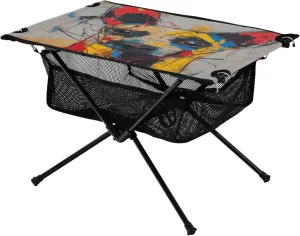 for Camping Hiking Beach Picnic Travel Backyard Camping Table Lightweight Portable Folding Table propensity disconcert with Mesh Storage Net Watercolor Dog Ideal 