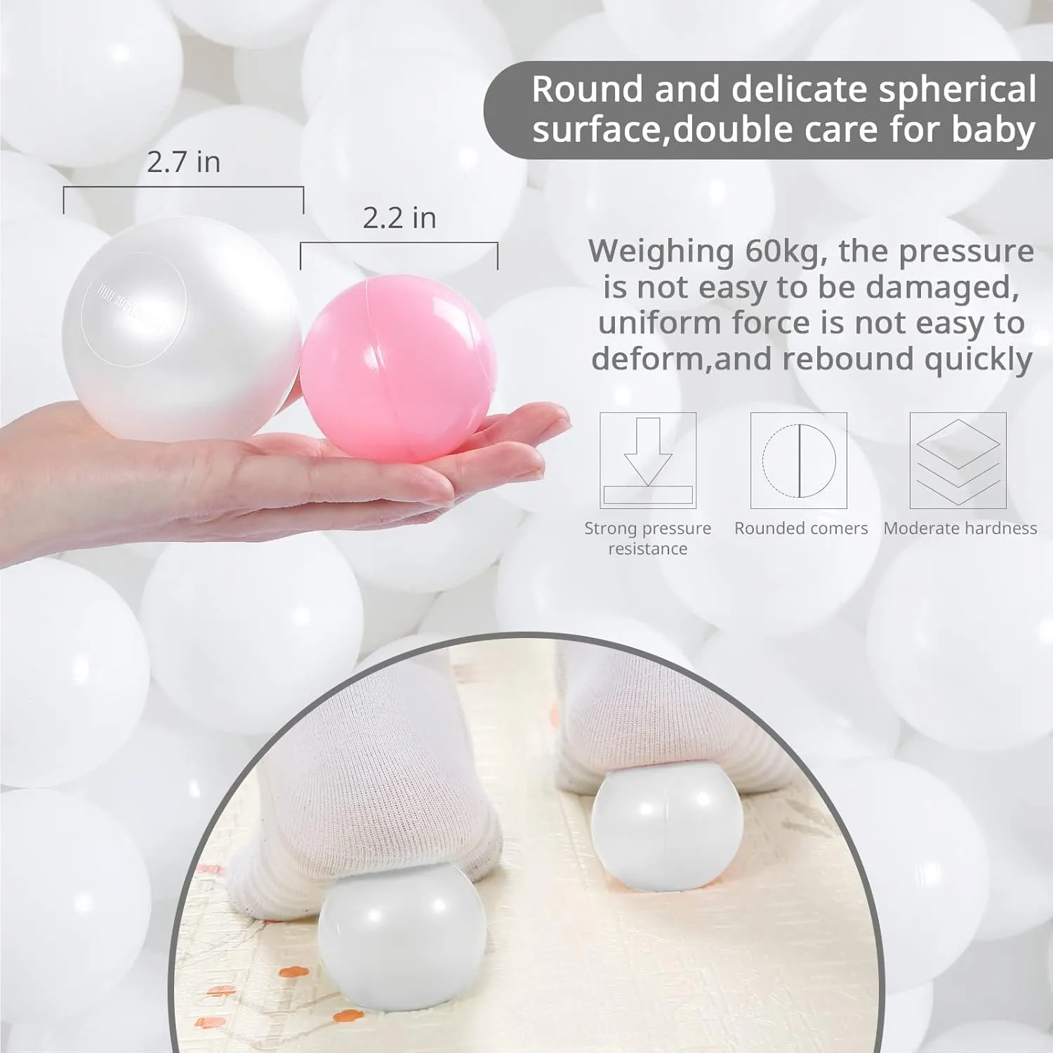 for Children Ball Pit Party Brithday Ball Pool Tent Ball Pit Balls - rub trade 2.7inch Plastic Ball Play Balls BPA Free Phthalate Free Non-Toxic Play Balls 