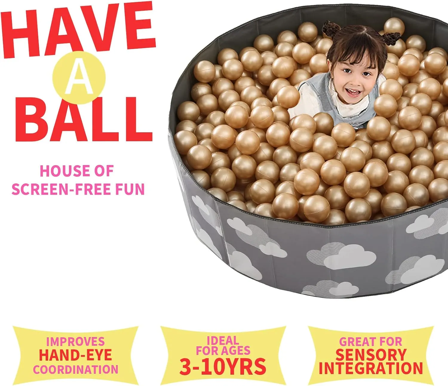 for Children Ball Pit Party Brithday Ball Pool Tent Ball Pit Balls - rub trade 2.7inch Plastic Ball Play Balls BPA Free Phthalate Free Non-Toxic Play Balls 