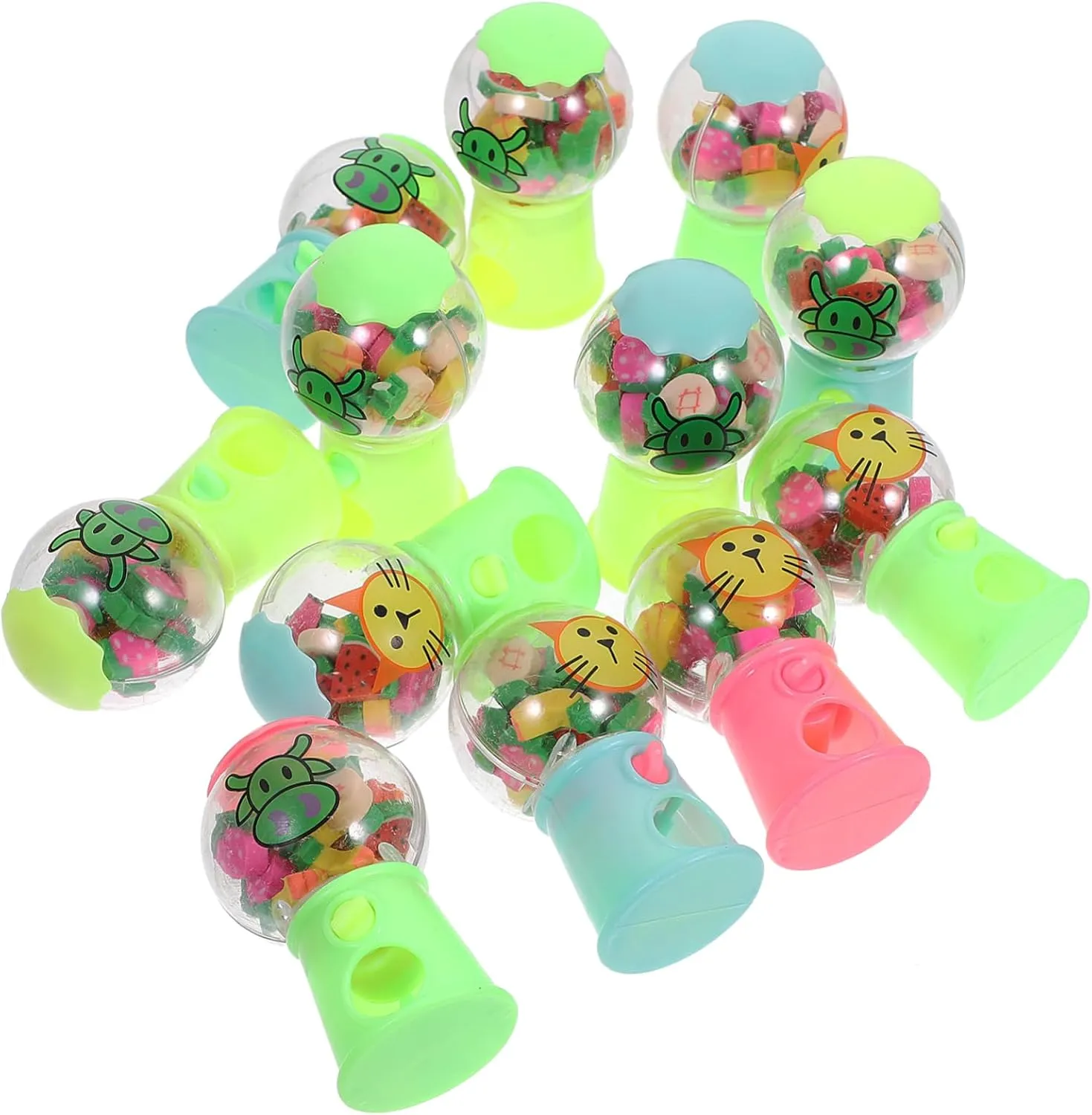 for Classroom Stationery Creative Designs for Pencil assortment recruitment device compatible vestigial rat Marks Erasing and Playtime 12pcs Cartoon Eraser Machines Fun Boy Girl Eraser Toys 