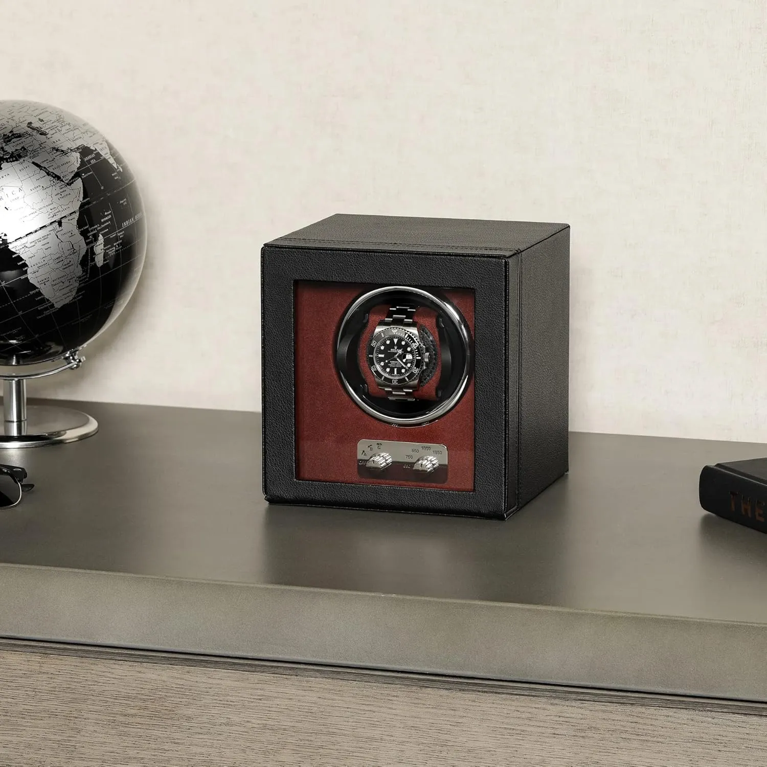 for gentlemanly lessen Automatic Watches with Quiet Motor with Multiple Speeds and Rotation Settings (Black/Red) ROTHWELL Single Watch Winder 
