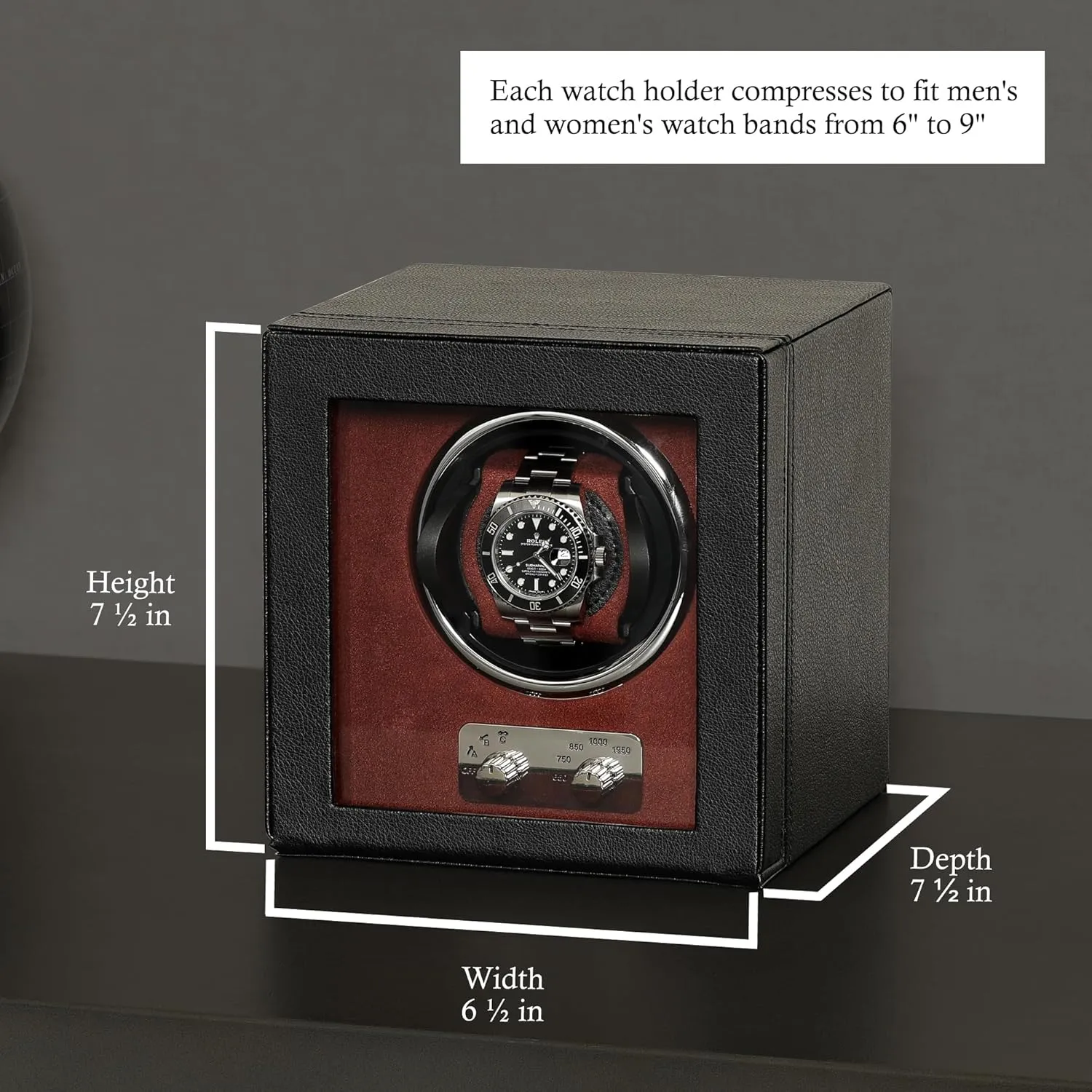for gentlemanly lessen Automatic Watches with Quiet Motor with Multiple Speeds and Rotation Settings (Black/Red) ROTHWELL Single Watch Winder 