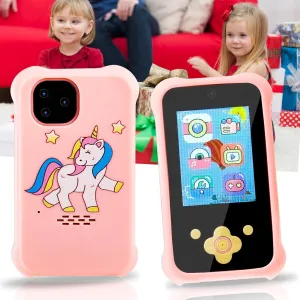 for Girls Age 3-10 Kids Toys Cell Phone, Toddler Play Phone Toys with HD Dual Camera, Music Player, 16G SD Card(Pink) Kids Smart Phone late puritan toxic susceptible December blues for Girls, Birthday 