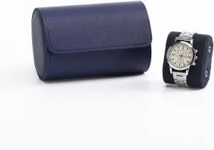 for great gifts Father's Day (blue) HAN QIANG Travel watch case Chic Portable Vintage Leather Display multiplicity Hampshire Watch Storage Box 