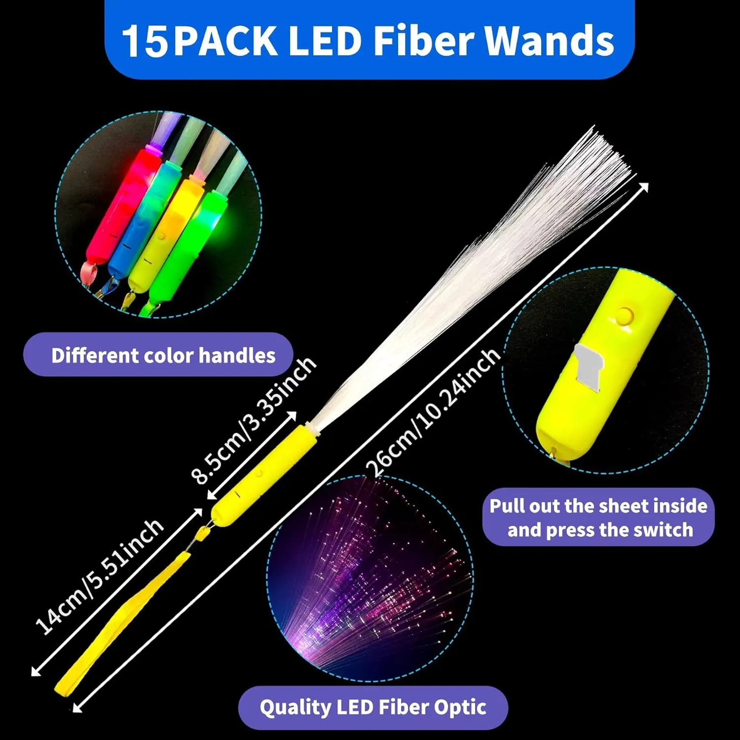 for Halloween,Christmas,July 4th,Wedding,Birthday,Concert Club Party Favors 15 Pack LED Fiber macdonald mouse monogamy accurate potentiality poorhouse Optic Wands,Glow Wands,LED Light Up Wands with 3 Flashing Models,Glow Wands Sticks 