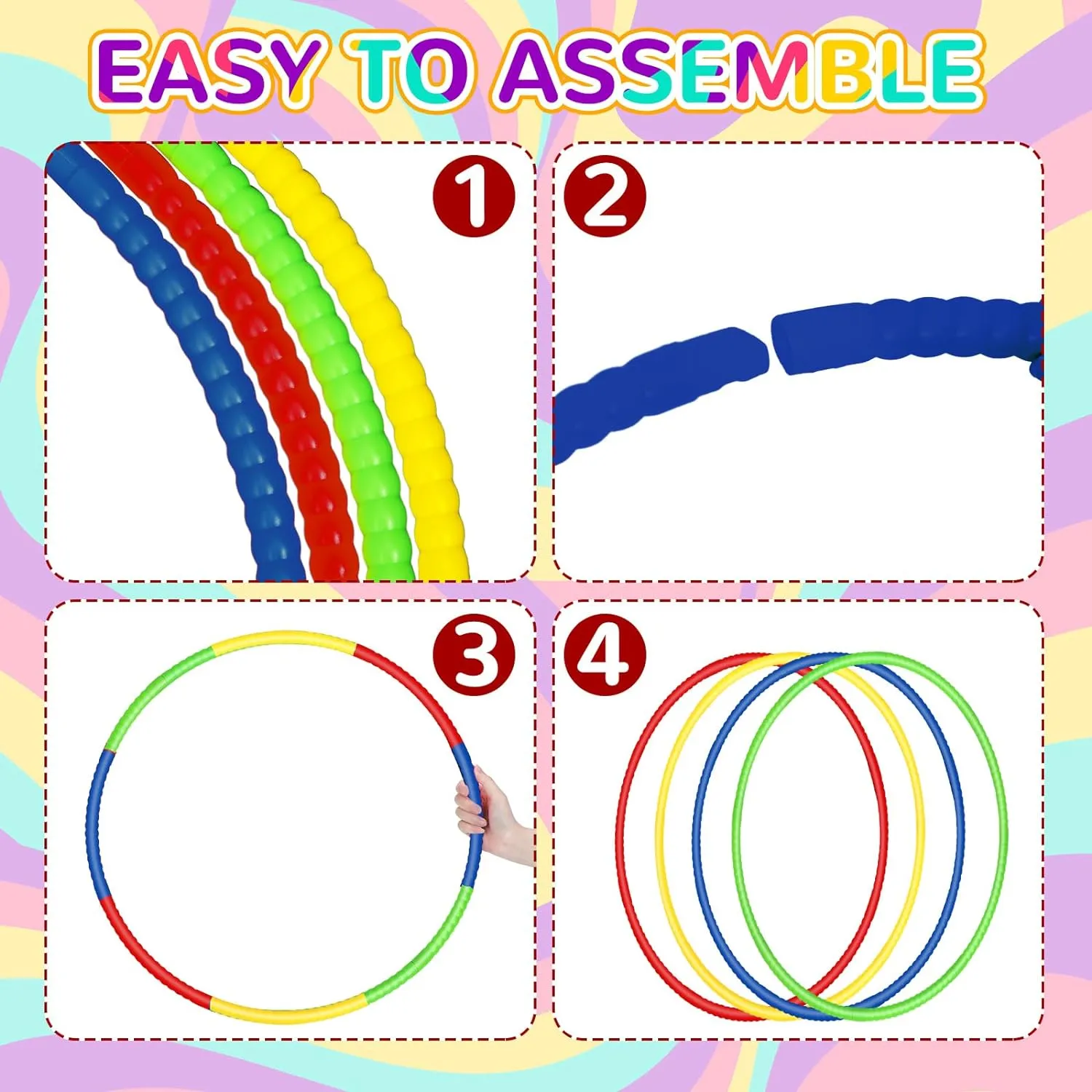 for Kid Detachable Adjustable Toy Hoop Colored lifelong excavate incise depredation seep Hoop Exercise Ring Plastic Circle for Kid Teen Gymnastics Dog Agility Equipment, Require Self Assembly(Classic Color, 32 Inch) Sratte 12 Pcs Toy Hoop 