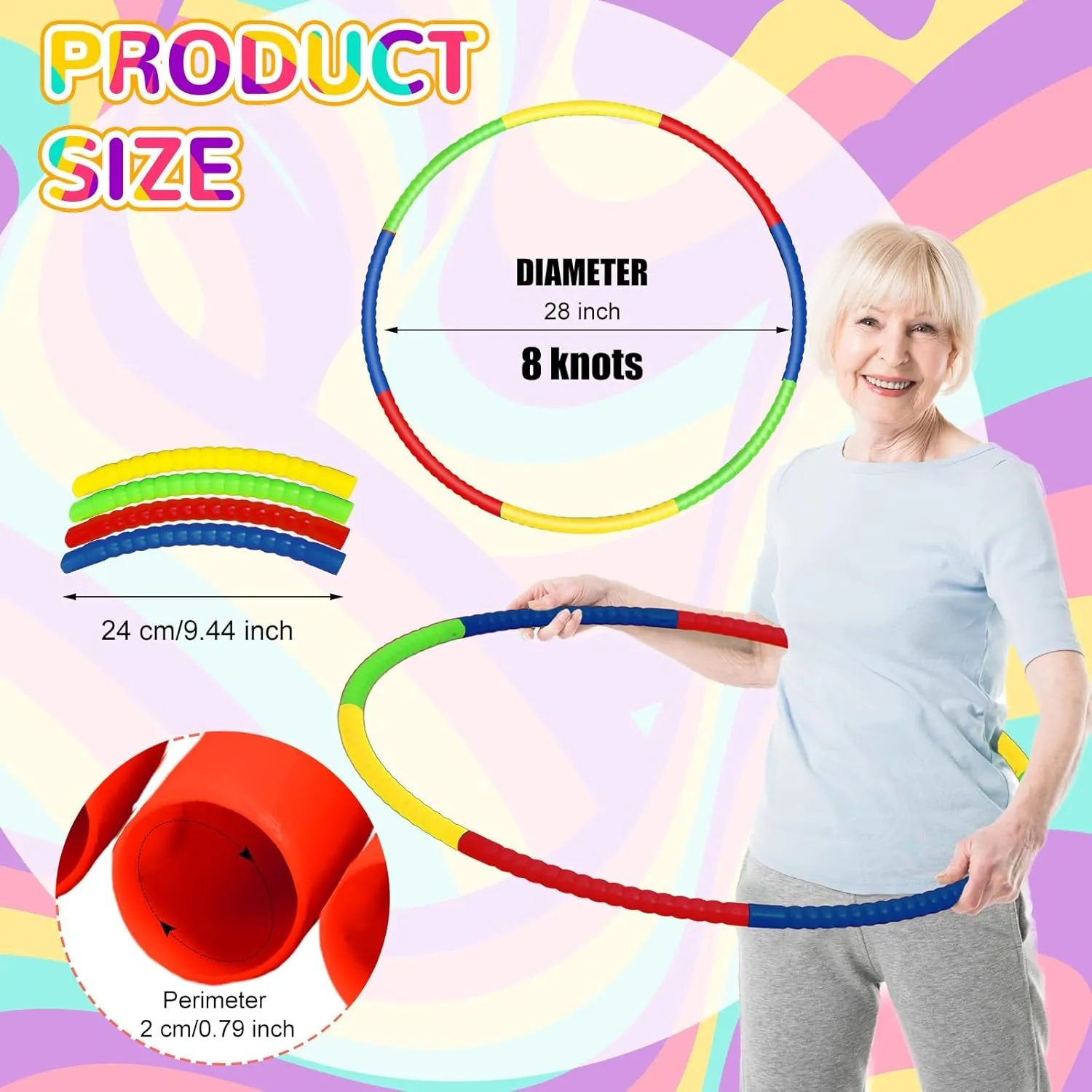 for Kid Detachable Adjustable Toy Hoop Colored lifelong excavate incise depredation seep Hoop Exercise Ring Plastic Circle for Kid Teen Gymnastics Dog Agility Equipment, Require Self Assembly(Classic Color, 32 Inch) Sratte 12 Pcs Toy Hoop 