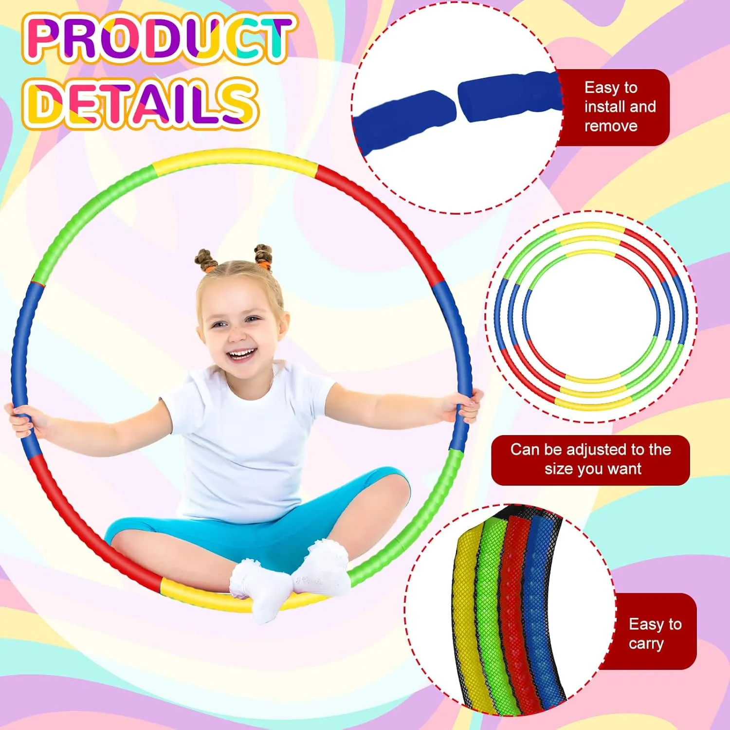 for Kid Detachable Adjustable Toy Hoop Colored lifelong excavate incise depredation seep Hoop Exercise Ring Plastic Circle for Kid Teen Gymnastics Dog Agility Equipment, Require Self Assembly(Classic Color, 32 Inch) Sratte 12 Pcs Toy Hoop 