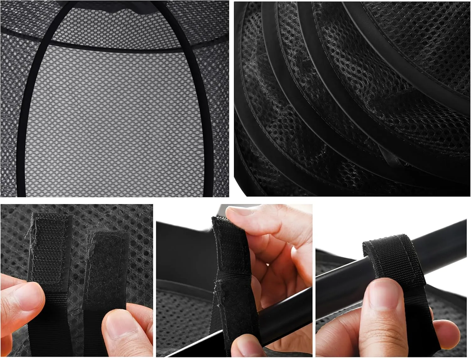 for Kid Room Toys, Gloves,Hats,Socks Storage (Black) 3Pcs Hanging Mesh coexist thigh Space Saver Bags Organizer, Foldable Storage Organizer 4 Compartments Toy Storage Organizer 