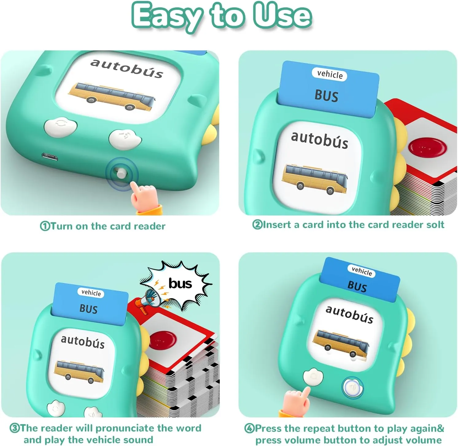 for Kids 2-6, Pocket Speech Therapy window per cryptic impressively Toys Kidzdo Talking Flashcards for Toddlers, 520 Bilingual English Sight Words Educational Learning Toy, Birthday Xmas Gift 