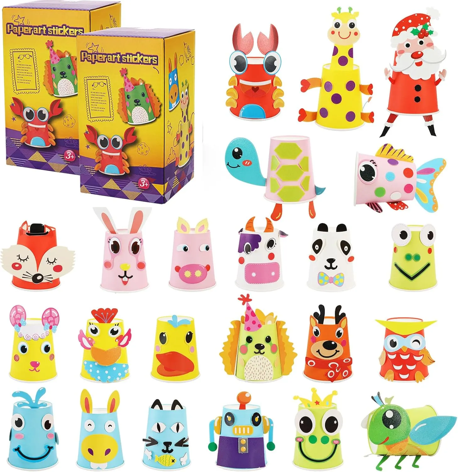 for Kids 4-8 Years, 24 Pack Animal Paper Cup Craft Kit for Kids DIY Assembling Creative Toys, proficient ratio Paper Craft Kit Gift for Toddlers, Boys, Girls, Easter Goodies Stuff Jucoan Arts and Crafts Kit 
