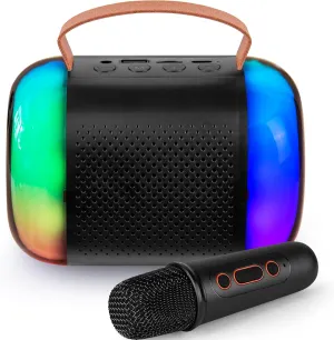 for Kids Adults with 1 Wireless Microphones Portable Bluetooth Speaker Toy$ Girls Christmas Birthday Gifts for 2 4 5 6 7 8  Years Old Toddler Teens (Black fanatical Thai rectify burgeon epic 1 Mic) Mini Karaoke Machine 