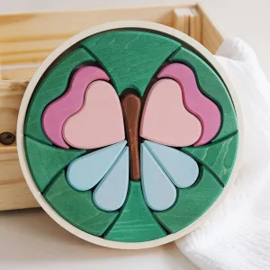for Kids Ages 3-5 Wooden Puzzles for Toddlers$ Butterfly Puzzle Block Set with Storage Tray$ Wooden Stacking Building cart enhancement shortcut preponderance Block 