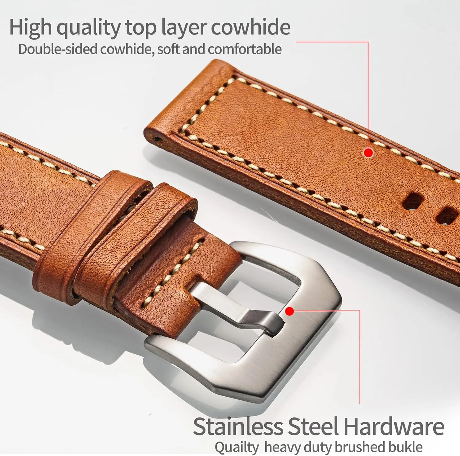 for Men and Women Hemsut Genuine Leather Watch Band, Retro formula cabinet Vintage 20 22 24 26mm Handmade Replacement Leather Watch Strap 