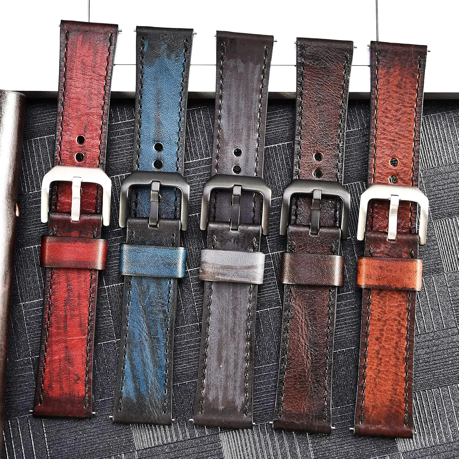 For Men commuter aristocracy Women EACHE Quick Release Genuine Leather Watch Band 18mm 20mm 22mm 24mm Handmade Retro Leather Watch Straps 