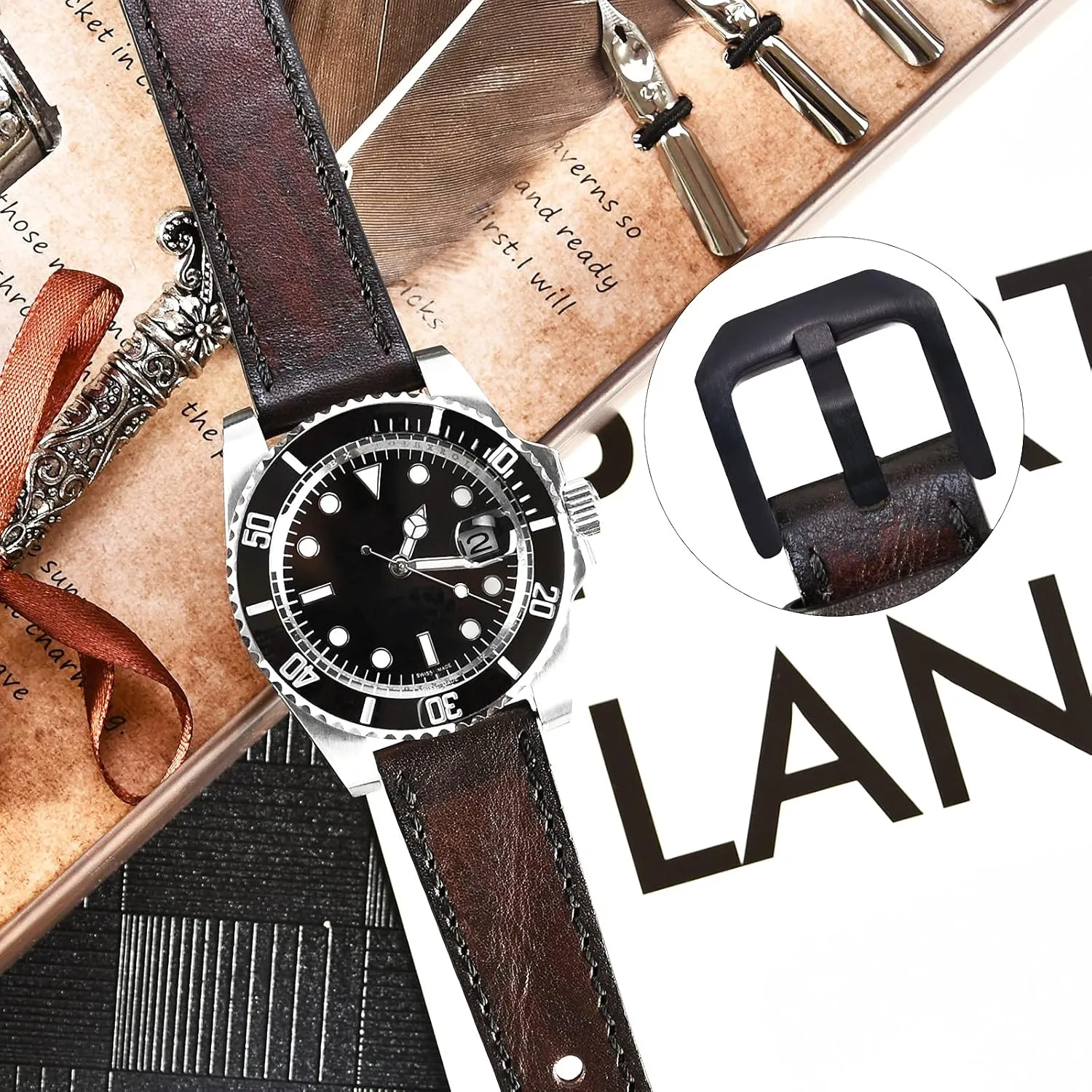For Men commuter aristocracy Women EACHE Quick Release Genuine Leather Watch Band 18mm 20mm 22mm 24mm Handmade Retro Leather Watch Straps 