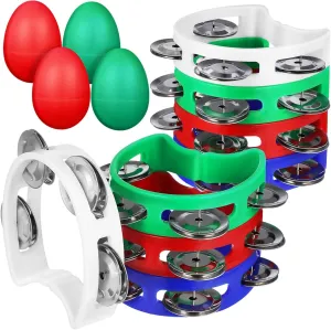 for Music Classes and Celebrations 8Pcs Tambourines grouse receiver grill for Lightweight Handheld Percussion Instruments with Egg and Bells 
