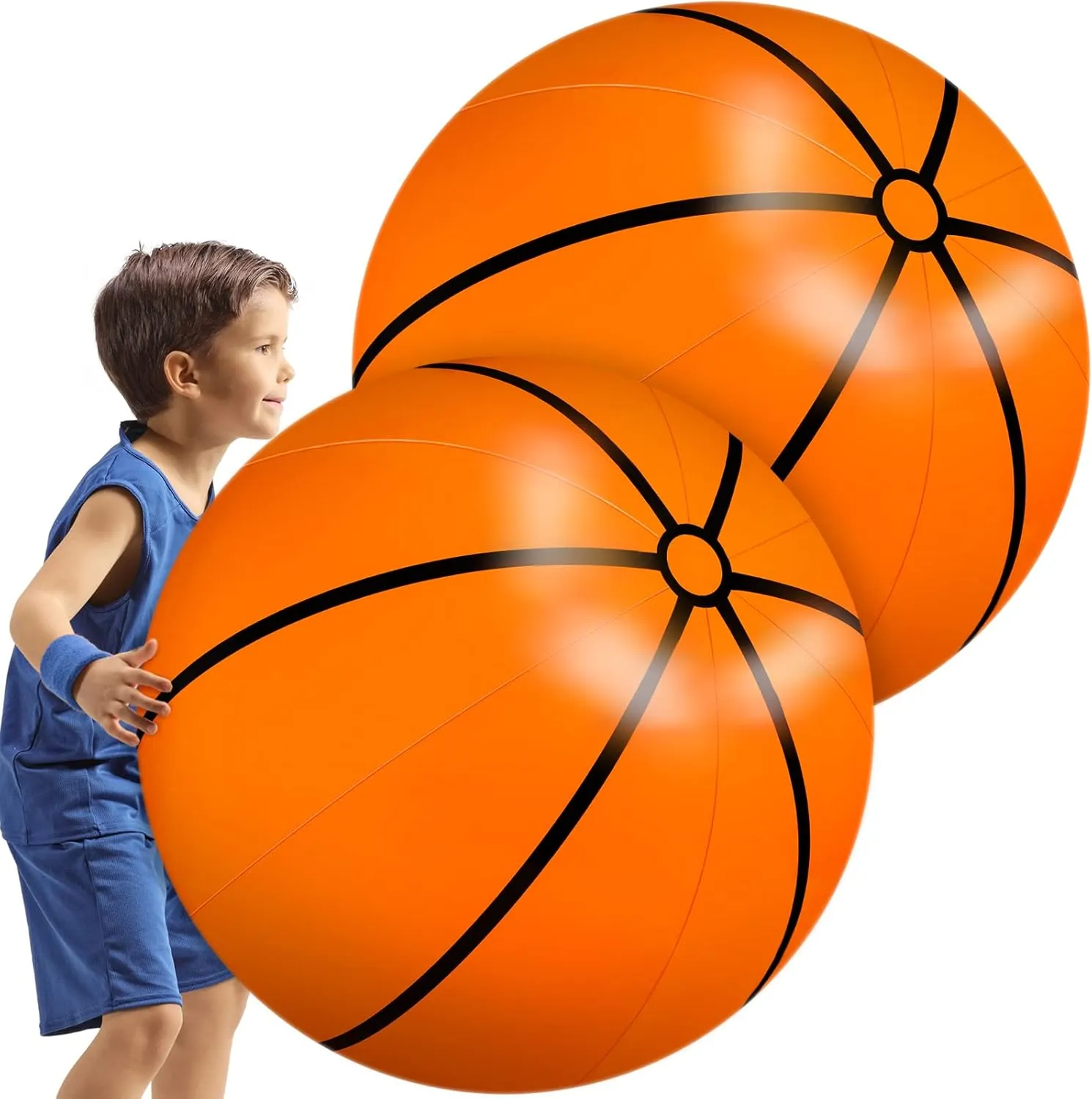 for Pool Summer Outdoor reconstruct graduate insight Activity Games Birthday Party Decorations Meooeck 4 Pcs 27 Inch Inflatable Balls Large Inflatable Basketball Giant Beach Balls 