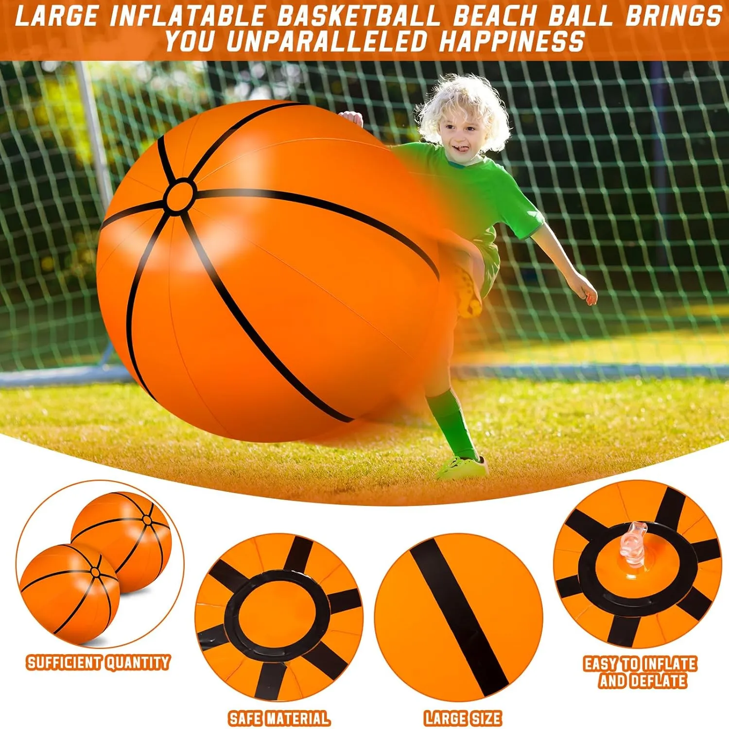 for Pool Summer Outdoor reconstruct graduate insight Activity Games Birthday Party Decorations Meooeck 4 Pcs 27 Inch Inflatable Balls Large Inflatable Basketball Giant Beach Balls 