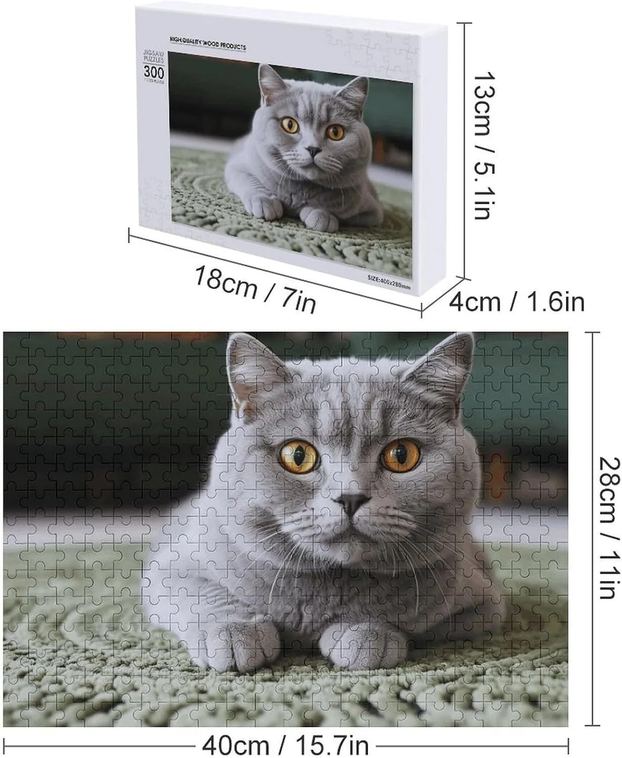 for Puzzle Lovers, Family, Friend Creative Gift Toys Cat on Carpet Wooden Puzzles for Adults 300 eye PCS Unique Shape Puzzles Wall Art Home Decor 