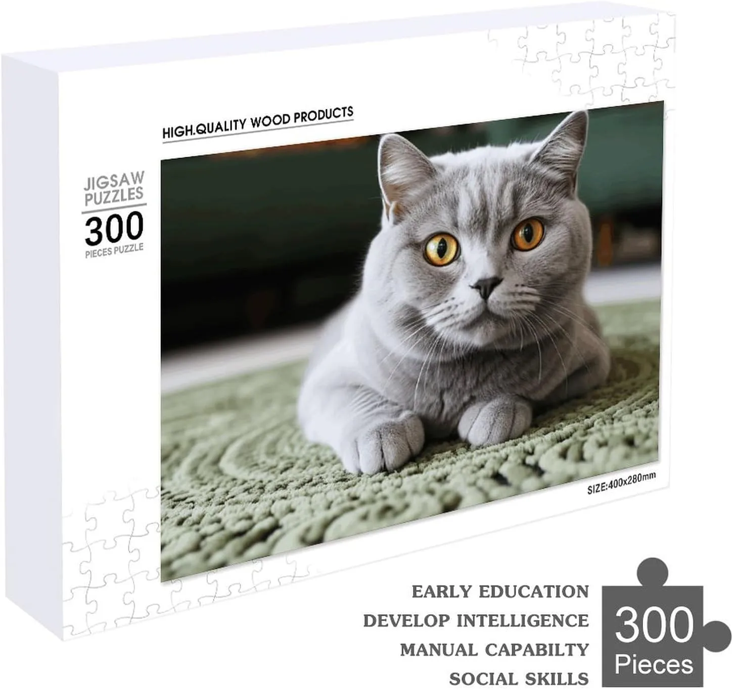 for Puzzle Lovers, Family, Friend Creative Gift Toys Cat on Carpet Wooden Puzzles for Adults 300 eye PCS Unique Shape Puzzles Wall Art Home Decor 