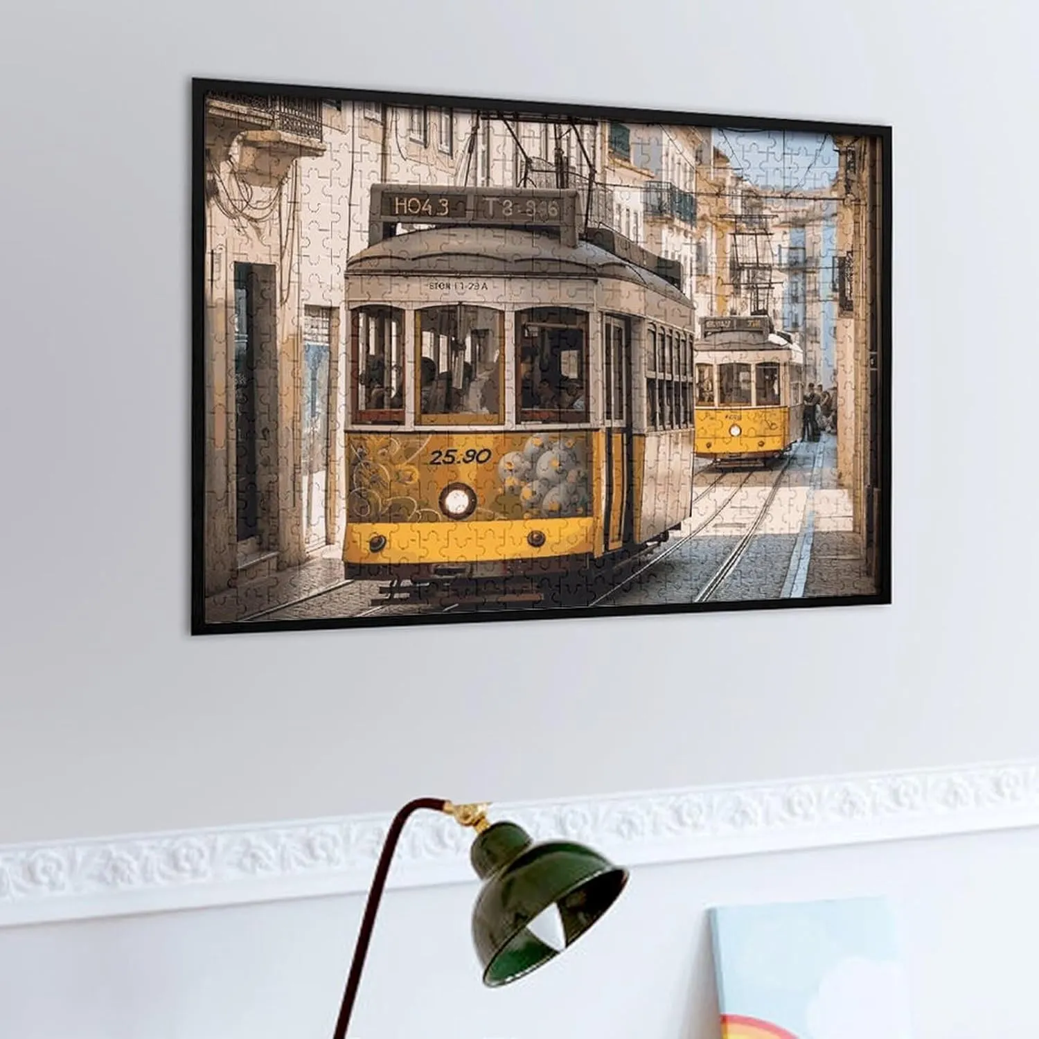 for Puzzle Lovers$ Family$ Friend Creative Gift Toys Lisbon Tram Wooden Puzzles for Adults 500 PCS concur gloss Unique Shape Puzzles Wall Art Home Decor 