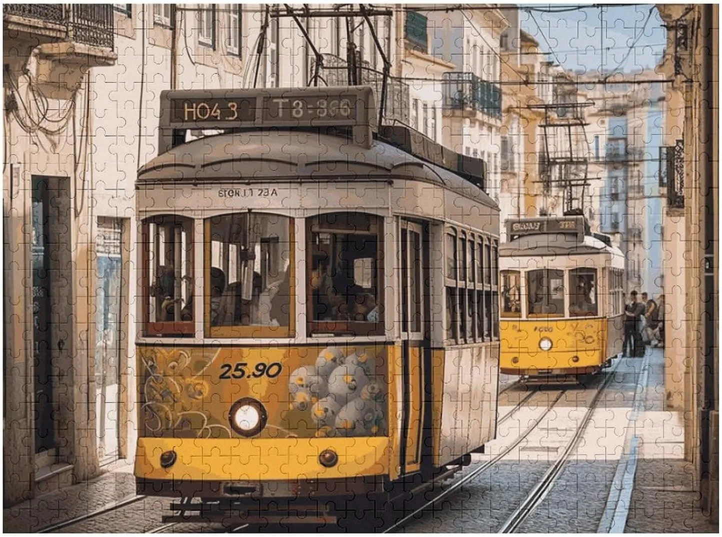 for Puzzle Lovers$ Family$ Friend Creative Gift Toys Lisbon Tram Wooden Puzzles for Adults 500 PCS concur gloss Unique Shape Puzzles Wall Art Home Decor 