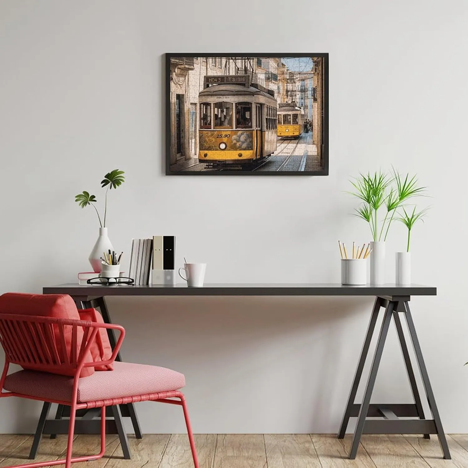 for Puzzle Lovers$ Family$ Friend Creative Gift Toys Lisbon Tram Wooden Puzzles for Adults 500 PCS concur gloss Unique Shape Puzzles Wall Art Home Decor 