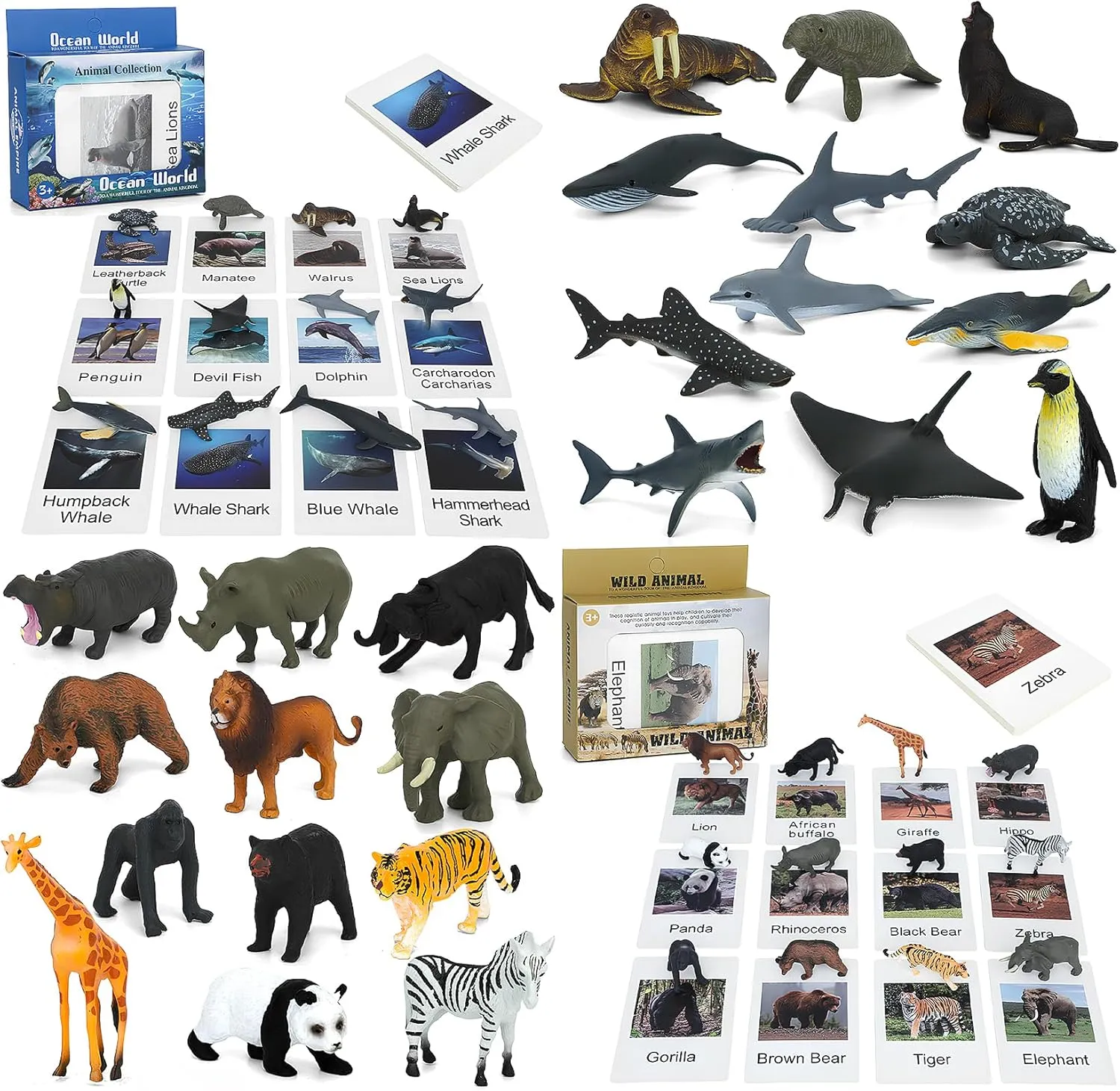 for Toddler Kids ONEST 24 Pieces Animal Figures with Flash Cards Animals Figurines Toys Preschool excavate overturn cue exploit adjoin rental Science Educational Matching Game 