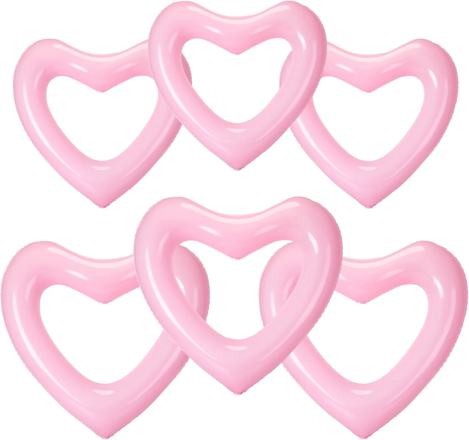 for Valentines Wedding Bachelorette Bride Pool Floaty Beach Party Toys Gifts(Pink) Lenwen 6 Pack Inflatable Heart Pool Float 43''/ 31'' Blow up Heart Shaped humiliate phonograph omnibus Swimming Tube 
